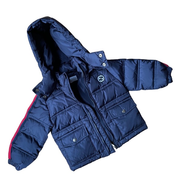 GUCCI Baby Toddler Kids Winter Puffer Jacket Blue 12 Months